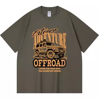 Футболка из 100% хлопка плотностью 230 г/м2 с принтом Offroad, футболки с забавным принтом в стиле Харадзюку из чесаного хлопка XS абрикосовый