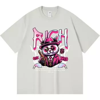 Футболка из 100% хлопка плотностью 230 г/м2 с принтом панды, забавная футболка из чесаного хлопка в стиле Харадзюку XS абрикосовый