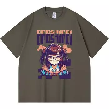 Футболка из 100% хлопка плотностью 230 г/м2 с принтом Omoshiroi в стиле ретро с японским аниме, забавная футболка из чесаного хлопка в стиле Харадзюку XS абрикосовый
