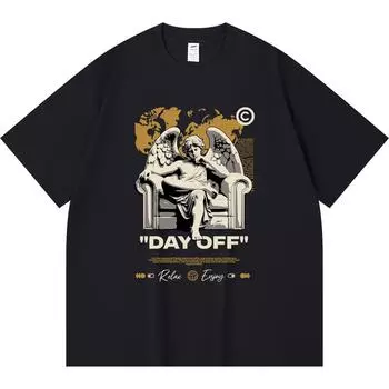 Футболка из 100% хлопка плотностью 230 г/м2, футболки с принтом «Выходной», забавная футболка из чесаного хлопка в стиле Харадзюку XS абрикосовый