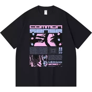 Футболка из 100% хлопка плотностью 230 г/м2 с принтом «Здравый смысл» Футболка из чесаного хлопка в смешном стиле Харадзюку XS абрикосовый