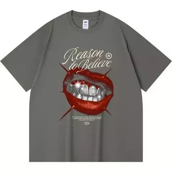 Футболка из 100% хлопка плотностью 230 г/м2 с винтажным графическим принтом в виде губ, забавная футболка из чесаного хлопка в стиле Харадзюку XS абрикосовый