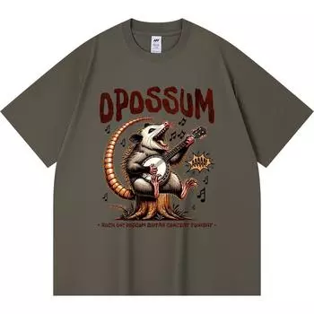 Футболка из 100% хлопка плотностью 230 г/м2 с принтом опоссума, гитариста, забавного опоссума, музыки и любви, забавная футболка из чесаного хлопка в стиле Харадзюку XS абрикосовый