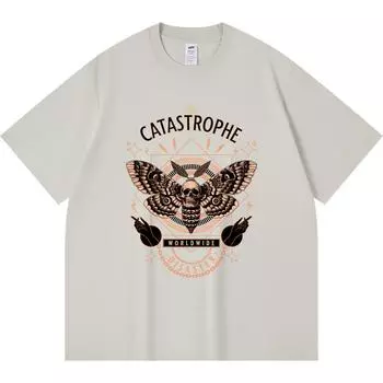 Футболка из 100% хлопка плотностью 230 г/м2 с принтом «Катастрофа» Футболка из чесаного хлопка в смешном стиле Харадзюку XS абрикосовый