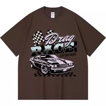 Футболка из 100% хлопка плотностью 230 г/м2 с принтом Drag Race, забавная футболка из чесаного хлопка в стиле Харадзюку XS абрикосовый