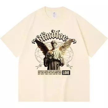 Футболка из 100% хлопка плотностью 230 г/м2 с принтом Blind Love, забавная футболка из чесаного хлопка в стиле Харадзюку XS абрикосовый