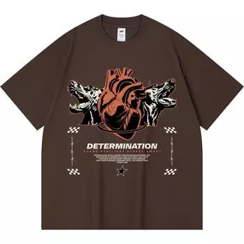 Футболка из 100% хлопка плотностью 230 г/м2 с принтом Determination, забавная футболка в стиле Харадзюку из чесаного хлопка XS абрикосовый