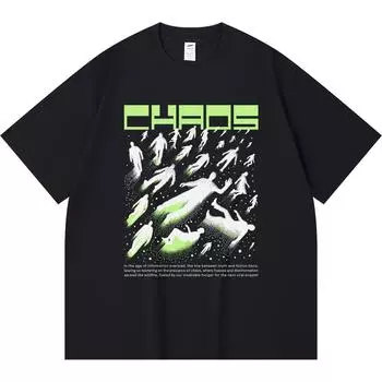 Футболка из 100% хлопка плотностью 230 г/м2 с принтом «хаос» Футболка из чесаного хлопка в смешном стиле Харадзюку XS абрикосовый