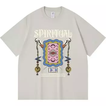 Футболка из 100% хлопка плотностью 230 г/м2 с духовным принтом, забавная футболка из чесаного хлопка в стиле Харадзюку XS абрикосовый