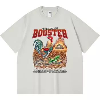 Футболка из 100% хлопка плотностью 230 г/м2 с принтом «Восстание петуха» Футболка из чесаного хлопка в смешном стиле Харадзюку XS абрикосовый