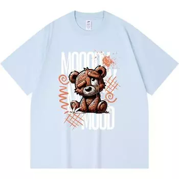 Футболка из 100% хлопка плотностью 230 г/м2 с принтом Mooody Mood, забавная футболка из чесаного хлопка в стиле Харадзюку XS абрикосовый