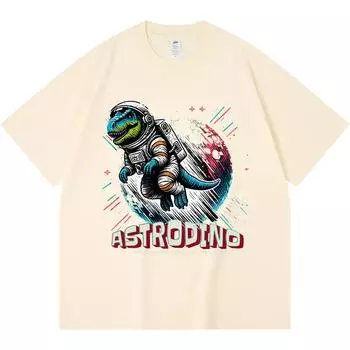 Футболка из 100% хлопка плотностью 230 г/м2 с принтом Астродино, доисторического пионера космоса, футболки из чесаного хлопка в смешном стиле Харадзюку XS абрикосовый