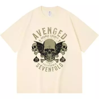 Футболка из 100% хлопка плотностью 230 г/м2 с принтом AVENGED SEVENFOLD, забавная футболка из чесаного хлопка в стиле Харадзюку XS абрикосовый