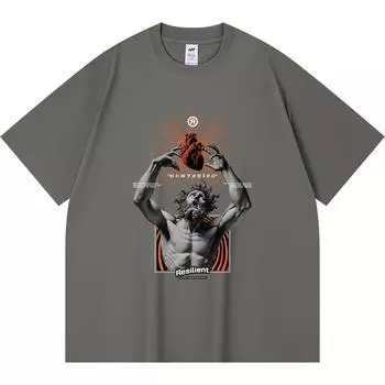 Футболка из 100% хлопка плотностью 230 г/м2 с принтом «Человечество» Футболка из чесаного хлопка в смешном стиле Харадзюку XS абрикосовый