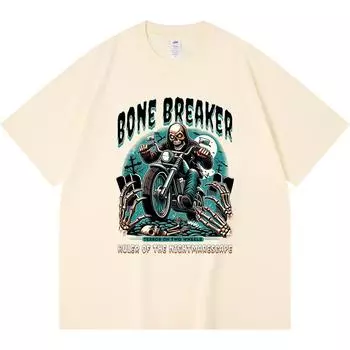 Футболка из 100% хлопка плотностью 230 г/м2 с принтом Bone Breaker, забавная футболка из чесаного хлопка в стиле Харадзюку XS абрикосовый