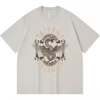 Футболка из 100% хлопка плотностью 230 г/м2, футболки с принтом змеи в стиле «Харадзюку», забавная футболка из чесаного хлопка XS абрикосовый