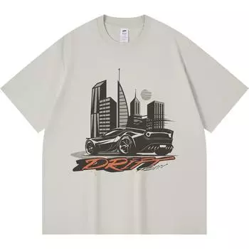 Футболка из 100% хлопка плотностью 230 г/м2 с принтом спортивной машины и команды по дрифту, забавная футболка из чесаного хлопка в стиле Харадзюку XS абрикосовый