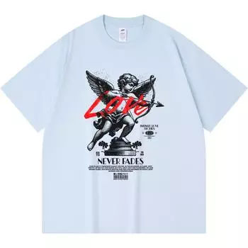 Футболка из 100% хлопка плотностью 230 г/м2 с принтом «Любовь никогда не угасает» Футболка из чесаного хлопка в смешном стиле Харадзюку XS абрикосовый