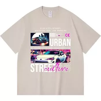 Футболка из 100% хлопка плотностью 230 г/м2 с принтом «Городская уличная культура», забавная футболка из чесаного хлопка в стиле Харадзюку XS абрикосовый