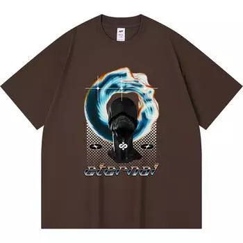 Футболка из 100% хлопка плотностью 230 г/м2 с вечным принтом, забавная футболка из чесаного хлопка в стиле Харадзюку XS абрикосовый