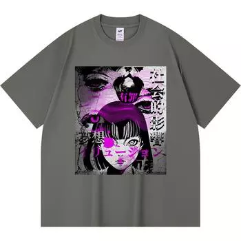 Футболка из 100% хлопка плотностью 230 г/м2, японская футболка с принтом аниме и манги для школьниц, забавная футболка из чесаного хлопка в стиле Харадзюку XS абрикосовый