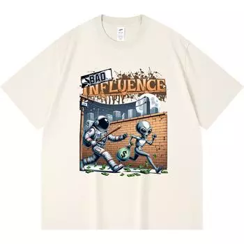 Футболка из 100% хлопка плотностью 230 г/м2 с забавным графическим принтом, футболка из чесаного хлопка в стиле Харадзюку XS абрикосовый