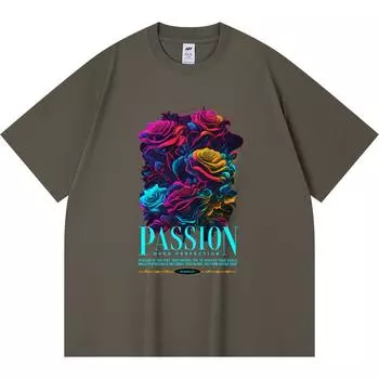 Футболка из 100% хлопка плотностью 230 г/м2 с принтом «Страсть» Футболка из чесаного хлопка в смешном стиле Харадзюку XS абрикосовый