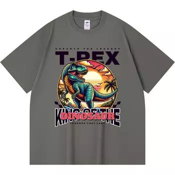 Футболка из 100% хлопка плотностью 230 г/м2 с принтом короля динозавров, забавная футболка из чесаного хлопка в стиле Харадзюку XS абрикосовый