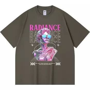 Футболка из 100% хлопка плотностью 230 г/м2 с принтом Radiance Chrome Streetwear, футболки с забавным принтом в стиле Харадзюку из чесаного хлопка XS абрикосовый