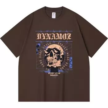 Футболка из 100% хлопка плотностью 230 г/м2 с принтом черепа в стиле панк Dynamoz, забавная футболка из чесаного хлопка в стиле Харадзюку XS абрикосовый