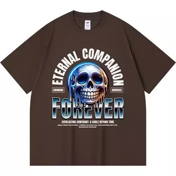 Футболка из 100% хлопка плотностью 230 г/м2, футболки с принтом Eternal Companion Forever, забавная футболка из чесаного хлопка в стиле Харадзюку XS абрикосовый