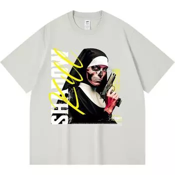 Футболка из 100% хлопка плотностью 230 г/м2 с принтом Shadow Kill, забавная футболка из чесаного хлопка в стиле Харадзюку XS абрикосовый