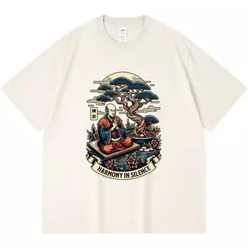 Футболка из 100% хлопка плотностью 230 г/м2 с принтом Harmony, забавная футболка из чесаного хлопка в стиле Харадзюку XS абрикосовый