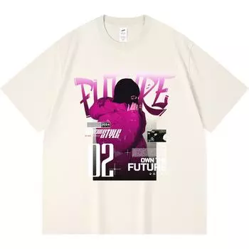 Футболка из 100% хлопка плотностью 230 г/м2 с принтом в стиле будущего, забавная футболка из чесаного хлопка в стиле Харадзюку XS абрикосовый