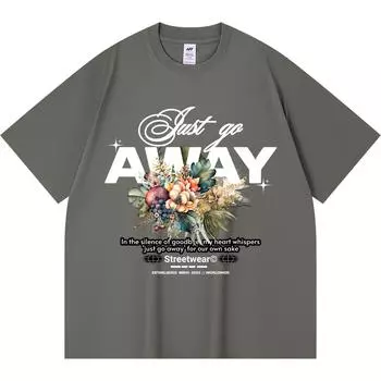 Футболка из 100% хлопка плотностью 230 г/м2 с принтом «Просто уходи» Футболка из чесаного хлопка в смешном стиле Харадзюку XS абрикосовый