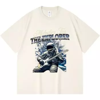 Футболка из 100% хлопка плотностью 230 г/м2 с принтом гитариста, забавная футболка из чесаного хлопка в стиле Харадзюку XS абрикосовый