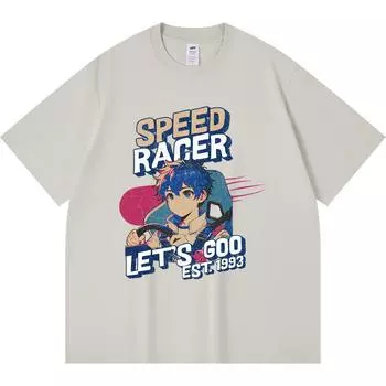 Футболка из 100% хлопка плотностью 230 г/м2 с принтом гонщика, забавная футболка из чесаного хлопка в стиле Харадзюку XS абрикосовый