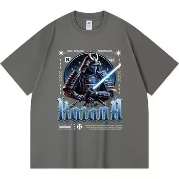 Футболка из 100% хлопка плотностью 230 г/м2 с принтом катаны, забавная футболка из чесаного хлопка в стиле Харадзюку XS абрикосовый