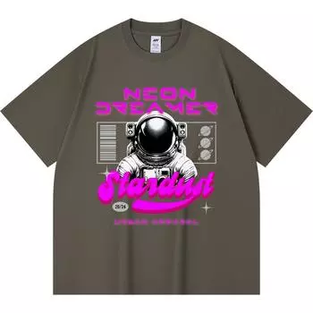 Футболка из 100% хлопка плотностью 230 г/м2 с принтом Neon Dreamer, забавная футболка из чесаного хлопка в стиле Харадзюку XS абрикосовый