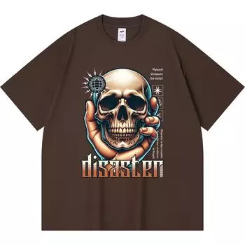Футболка из 100% хлопка плотностью 230 г/м2 с принтом черепа катастрофы, футболка из чесаного хлопка в стиле Харадзюку XS абрикосовый