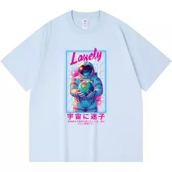 Футболка из 100% хлопка плотностью 230 г/м2 с принтом Lonely In Orbit, забавная футболка из чесаного хлопка в стиле Харадзюку XS абрикосовый