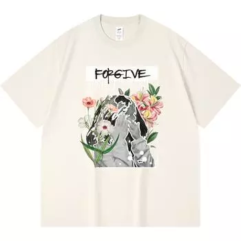 Футболка из 100% хлопка плотностью 230 г/м2 с принтом Forgive, забавная футболка из чесаного хлопка в стиле Харадзюку XS абрикосовый
