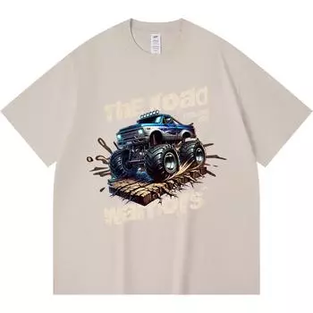 Футболка из 100% хлопка плотностью 230 г/м2 с принтом The Road Warriors, забавная футболка из чесаного хлопка в стиле Харадзюку XS абрикосовый