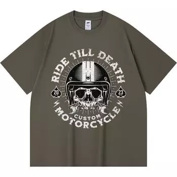 Футболка из 100% хлопка плотностью 230 г/м2 с принтом RIDE TILL DEATH, забавная футболка из чесаного хлопка в стиле Харадзюку XS абрикосовый