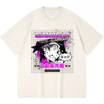 Футболка из 100% хлопка плотностью 230 г/м2, геймер, школьница, японская манга, аниме, принт, забавная футболка из чесаного хлопка в стиле Харадзюку XS абрикосовый
