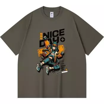 Футболка из 100% хлопка плотностью 230 г/м2 с принтом Nice Day, забавная футболка из чесаного хлопка в стиле Харадзюку XS абрикосовый