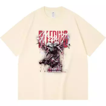 Футболка из 100% хлопка плотностью 230 г/м2 с принтом «Кровоточащее сердце» в смешном стиле Харадзюку, футболка из чесаного хлопка XS абрикосовый