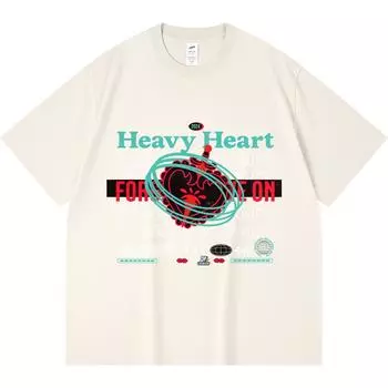 Футболка из 100% хлопка плотностью 230 г/м2 с принтом HEAVY HEART, забавная футболка из чесаного хлопка в стиле Харадзюку XS абрикосовый