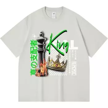 Футболка из 100% хлопка плотностью 230 г/м2, футболки с принтом «Настоящий король», забавная футболка из чесаного хлопка в стиле Харадзюку XS абрикосовый