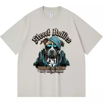 Футболка из 100% хлопка плотностью 230 г/м2 с принтом Street Bullies, забавная футболка из чесаного хлопка в стиле Харадзюку XS абрикосовый